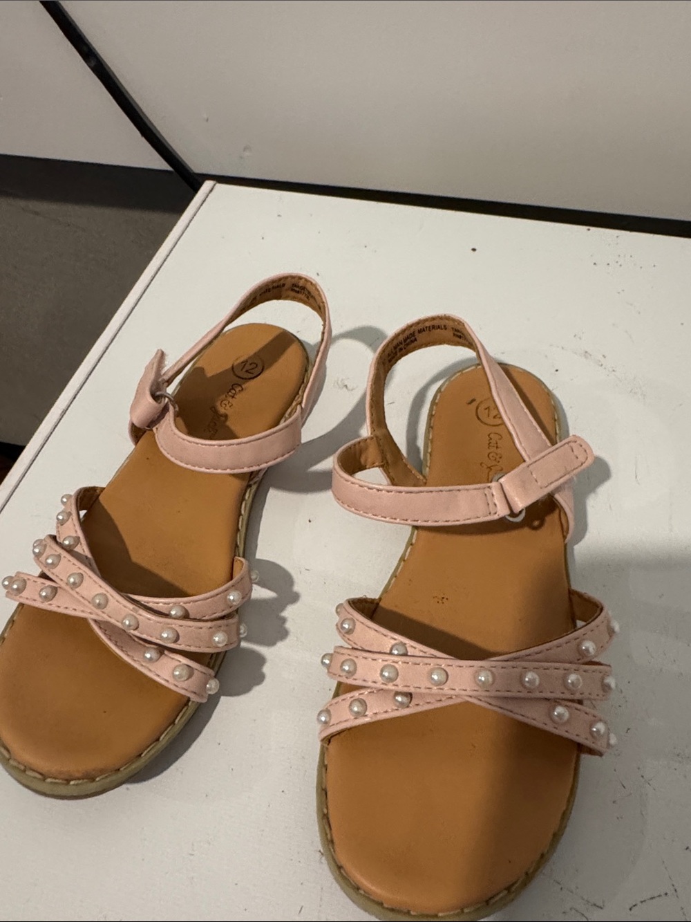 Cat & Jack Pink Pearl Strap Kids Sandals